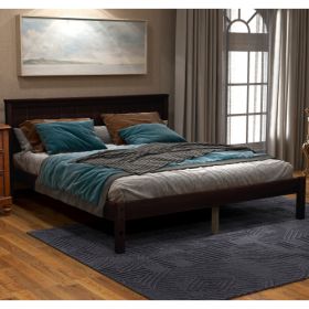 Platform Bed Frame With Headboard, Wood Slat Support, No Box Spring Needed, Full, Espresso