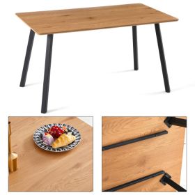 Modern Design Rectangle MDF Restaurant Wooden Dining Table With Metal Frame