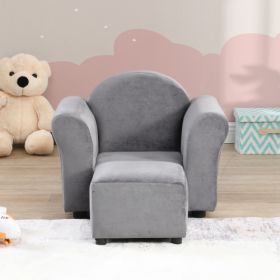 Velvet Children's Soft Bag Sofa With Footstool