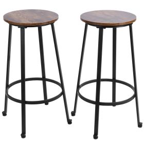 2PCS Vintage Bar Stools Pub Height Chairs Backless Barstools for Kitchen Furniture