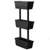 Modern Vertical 3-Tier Indoor Outdoor Black PP Raised Garden Bed Planter Box