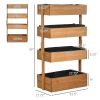 4 Tier Vertical Wooden Planter Box Raised Bed Natural