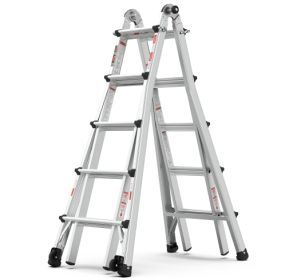 Aluminum Multi-Position Ladder With Wheels, 300 Lbs Weight Rating, 22 FT