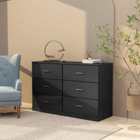 Engineering Wood Black 6 Drawer Bedroom Vanity