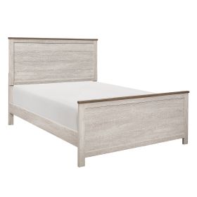 Transitional Rustic Style 1pc Panel Bed Queen Size Two-Tone Antique White and Brown Finish Wooden Classic Bedroom Furniture