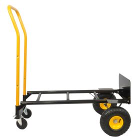 Hand Truck Dual Purpose 2 Wheel Dolly Cart and 4 Wheel Push Cart with Swivel Wheels 330 Lbs Capacity Heavy Duty Platform Cart for Moving/Warehouse/Gar