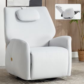 Beige Swivel and Rocker Power Recliner Chair with Lumbar and Neck Support Pillow, Max Swivel Degree 270¬∞