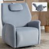 Blue Swivel and Rocker Power Recliner Chair with Lumbar and Neck Support Pillow, Max Swivel Degree 270¬∞