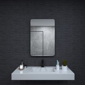 24x36 In. Aluminum Framed Rounded Rectangle Bathroom Wall Mirror, Matte Black Bathroom Vanity Mirror Farmhouse, Anti-Rust, Tempered Glass mirrors