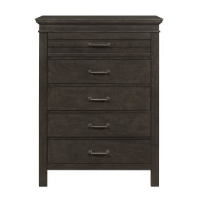 1pc Charcoal Gray Finish 5 Drawers Chest Transitional Style Wooden Bedroom Furniture