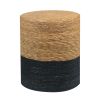 Ottoman Poof, Natural Seagrass Poufs, Hand Weave Round Footstool, Pouffe Accent Chair, Sitting Braided Footrest W/Jute Cover, Home Decorative Seat