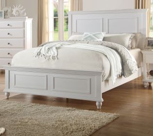 White Color Queen Size Bed Bedroom Furniture High Panel Headboard Footboard Plywood 1pc Bedframe