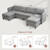 Convertible Sectional Sofa with Storage Seat 6 Seat Sofa with Reversible Chaise U Shaped Sectional Couch for Living Room,Light Grey