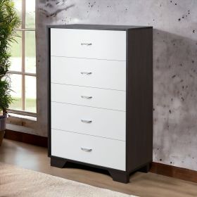 White and Espresso 5-Drawer Chest