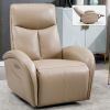 Brown Leatheraire Swivel and Rocker Power Recliner Chair with Lumbar Support, Max Swivel Degree 270¬∞