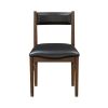 Black Leather Upholstered Side Chairs Set of 2, Modern Contemporary Cherry Finish Wooden Furniture Dining Chairs