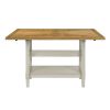 1pc Counter Height Table Base with 2 Shelves, Light Oak and Gray Finish Casual Country Style Dining Wooden Kitchen Furniture