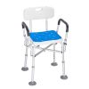 VEVOR Shower Chair Seat with Padded Arms and Back, Shower Stool with Reinforced CrossBar, Adjustable Height Bench Bath Chair for Elderly Disabled