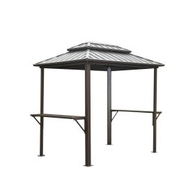 Grill Gazebo 8' √ó 6', Aluminum BBQ Gazebo Outdoor Metal Frame with Shelves Serving Tables