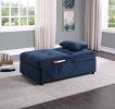 Modern Lift Top Storage Bench with Pull-out Bed 1pc Dark Blue Velvet Tufted Solid Wood Furniture