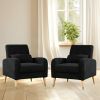 Mid-Century Modern Accent Chair, Upholstered Armchair Living Room Chair, Comfy Single Sofa Chair with Metal Legs