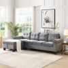 Sectional Sofa Set for Living Room with L Shape Chaise Lounge ,cup holder and Left Hand with Storage Chaise Modern 4 Seat (Grey)