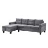 Sectional Sofa Set for Living Room with L Shape Chaise Lounge ,cup holder and Left Hand with Storage Chaise Modern 4 Seat (Grey)