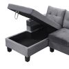 Sectional Sofa Set for Living Room with L Shape Chaise Lounge ,cup holder and Left Hand with Storage Chaise Modern 4 Seat (Grey)