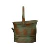 Tinged Metal Bucket Planter With Handles, Patina Rust Finish, Green, Set of 3