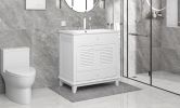 30" Bathroom Vanity with Sink, Bathroom Cabinet with Two Doors and One Drawer, White (OLD SKU: JL000005AAK-1)