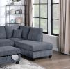 Contemporary Dark Gray 3pc Sectional Set Corduroy Upholstered LAF Sofa RAF Chaise Ottoman L-Sectional Living Room Furniture