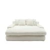 COOLMORE Chenille 2-seater lazy sofa With 5 back pillows,Comfy Sofa- Deep Seat Couch for Living Room,Club (White)