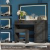 43.3"Makeup Vanity Table, Makeup Table with Large Mirror and LED Light Strip, Brightness Adjustable, Dressing Table Desk with 3 Drawers