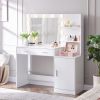 Vanity Desk with Mirror and Lights, 46.4IN Dressing Table with 2 Large Drawer&Large Vertical Organizer