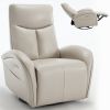 Beige Grey Leatheraire Swivel and Rocker Power Recliner Chair with Lumbar Support, Max Swivel Degree 270¬∞