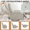 Beige Grey Leatheraire Swivel and Rocker Power Recliner Chair with Lumbar Support, Max Swivel Degree 270¬∞