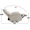 Beige Grey Leatheraire Swivel and Rocker Power Recliner Chair with Lumbar Support, Max Swivel Degree 270¬∞