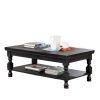 Rustic Style Antique Black 1pc COFFEE TABLE Open Bottom Shelf Plank Style Table Top Living Room Furniture