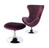 Purple Flannelette Fabric Accent Chair w Ottoman Contemporary Modern Living Room Furniture Chic High Back Chair