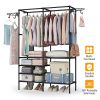 Garment Racks For Hanging Clothes, Freestanding Closet Wardrobe 66x42x14in, Clothing Shoe Organizer With 6 Shelves For Bedroom