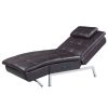 Brown Chaise Lounge with Pillow and USB Port