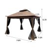 Outdoor 11x 11Ft Pop Up Gazebo Canopy With Removable Zipper Netting,2-Tier Soft Top Event Tent