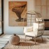 Wicker Egg Chair, Oversized Indoor Outdoor Lounger with Stand and Cushions for Patio Porch Backyard Living Room Balcony