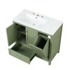 36" Bathroom Vanity with Sink, One Cabinet with Two doors and One Big Drawer and One Flip Drawer, Solid Wood and MDF Board, Green