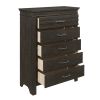 1pc Charcoal Gray Finish 5 Drawers Chest Transitional Style Wooden Bedroom Furniture