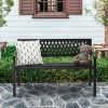 47in PVC Mesh Backrest Iron Bench Black