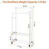 Clothing Rack with Wheels Double Rails Clothes Rack Rolling Rack for Indoor Bedroom Clothes Rack Max LoadShelf on Wheels(White)