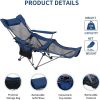 Camping Lounge Chair, Portable Camping Chair with Footrest, Folding Reclining Camping Chair,Storage Bag & Headrest, Mesh Recliner