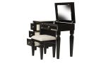 Traditional Formal Black Color Vanity Set w Stool Storage Drawers 1pc Bedroom Furniture Set Tufted Seat Stool