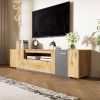 70'' Modern TV Stand with 3 Cabinets& Drawer, Entertainment Center for TVs up to 80'', Color Matching Television Console for Living Room, Bedroom